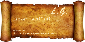 Licker Győző névjegykártya